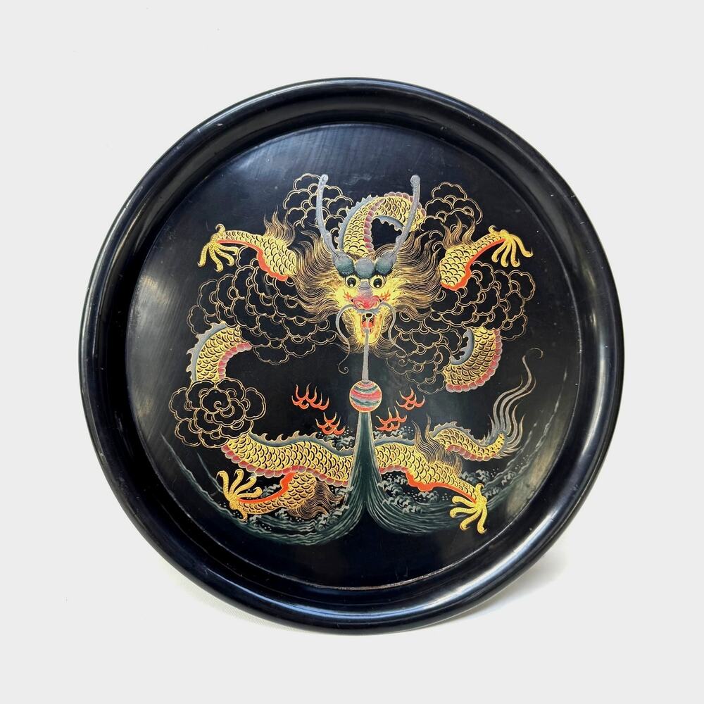 Chen Chou Kee Foochow China Lacquered Wood Dragon Tray